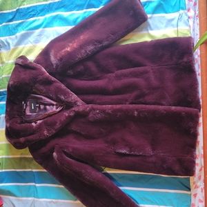 DKNY Plum Faux Fur Coat